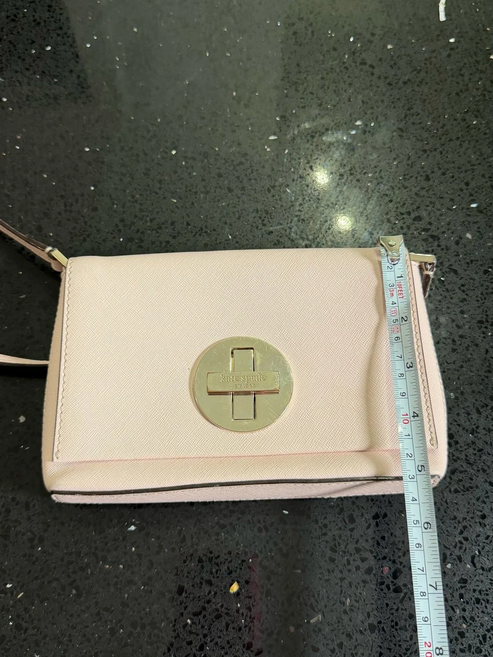 Kate Spade Newbury Lane Sally Light Pink Gold Saffiano Leather Crossbody Bag